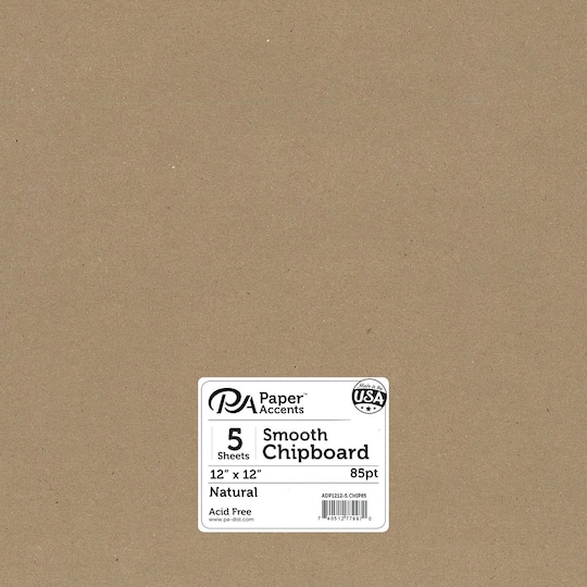 PA Paper&#x2122; Accents Natural 12&#x22; x 12&#x22; Heavy Chipboard, 5 Sheets